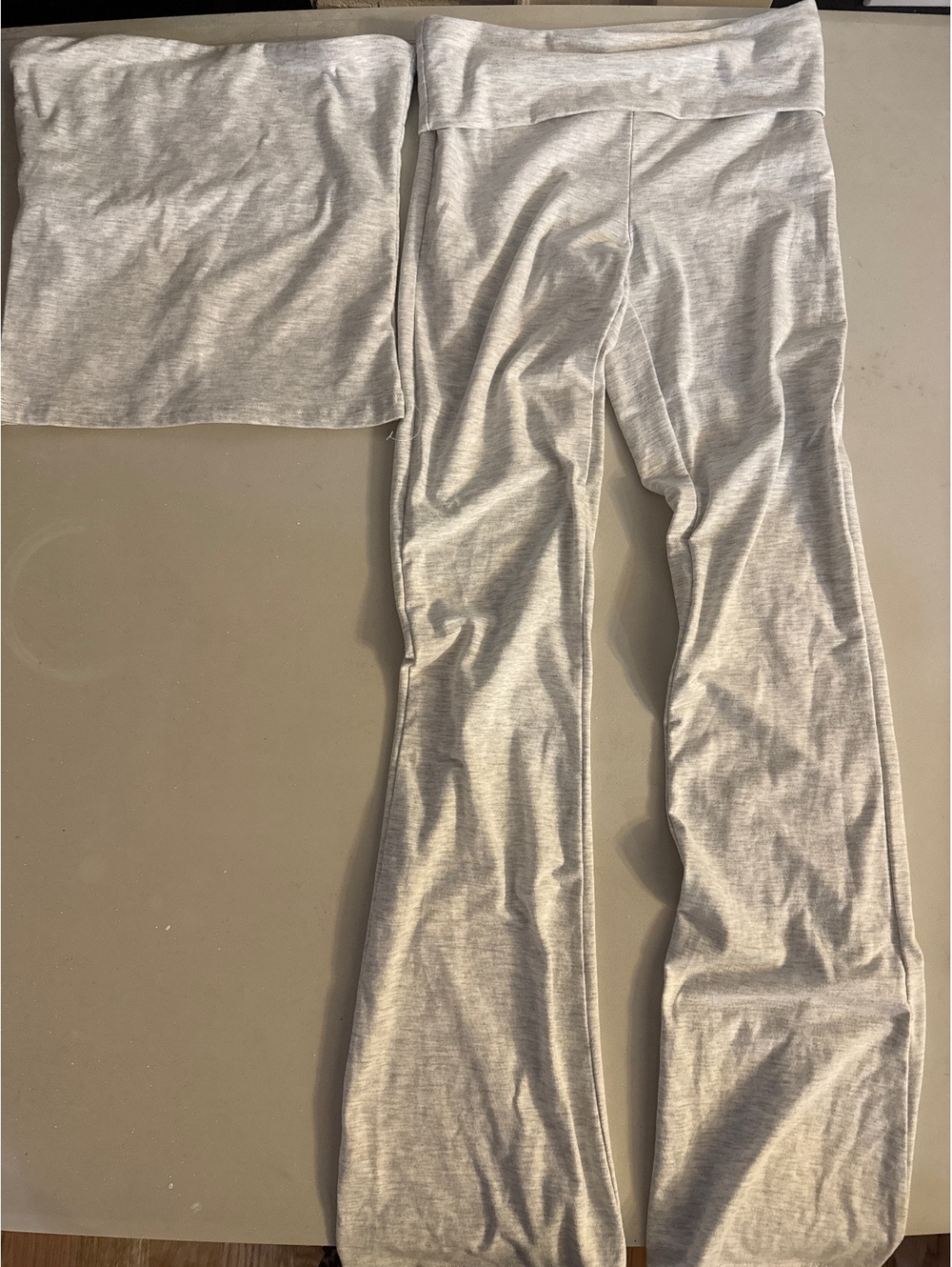 Girlhood Society light gray heathered tube top and lounge pants set size small